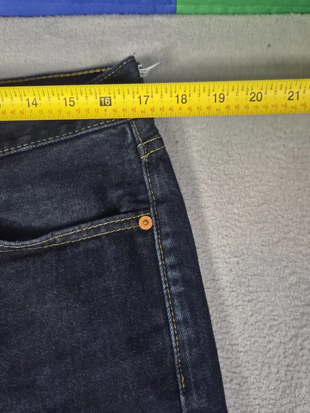 Levi's 505 baggy navy blue straight leg jeans Size mens 42x32 #denim